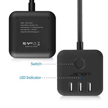 Power Strip with USB, Outlet Strip JSVER USB Power Strip, Power Strips 3 USB Ports 3 Outlets, 4.92ft...