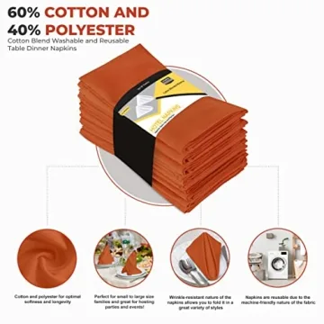 Utopia Kitchen Orange Cloth Napkins 12 Pack for Elegant Dining