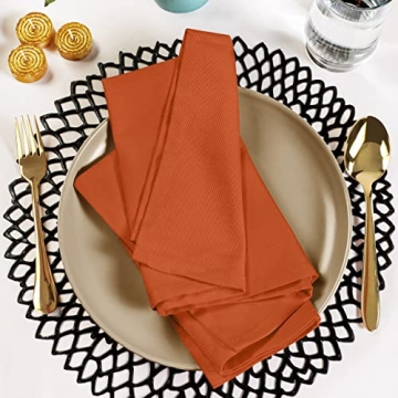 Utopia Kitchen Orange Cloth Napkins 12 Pack for Elegant Dining
