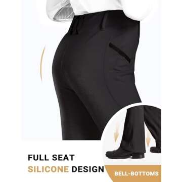 FitsT4 Sports Girl's Full Seat Horse Riding Pants Bootcut Riding Tights Kids Equestrian Breeches with Pockets Black S