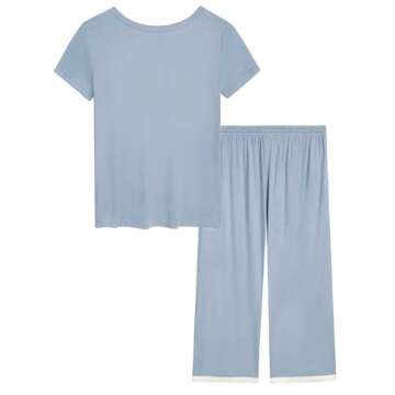 Joyaria Capri Pajamas for Women Cooling Bamboo Viscose PJs for Ladies Night Sweats Petite (Pale Blue...