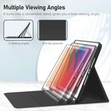 FINTIE Keyboard Case for iPad 9th / 8th / 7th Generation (2021/2020/2019) 10.2 Inch, Soft TPU Back Cover with Magnetically Detachable Bluetooth Keyboard & Pencil Holder, 7 Color Backlight, Black