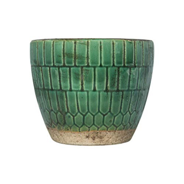 Green Distressed Tile Terracotta Planter - Creative Co-Op Plant Holder
