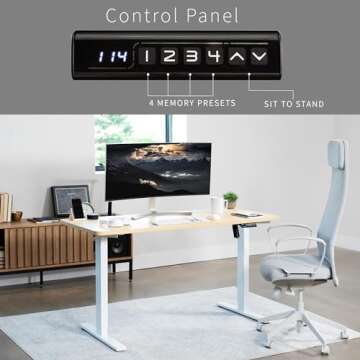 VIVO Electric Standing Desk with Memory Controller and Wood Top