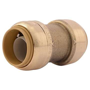 SharkBite 3/4 Inch Coupling, Pack of 4, Push to Connect Brass Plumbing Fitting, PEX Pipe, Copper, CPVC, PE-RT, HDPE, U016LFA4
