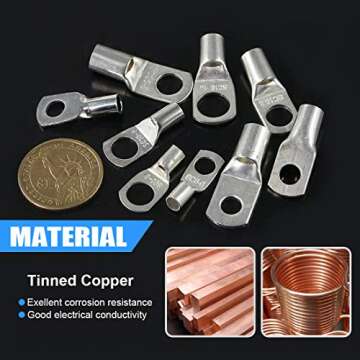 Glarks 125Pcs SC Ring Terminal Connectors for Marine Use