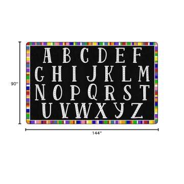 Flagship Carpets Colorful Abc's Multicolor Border Area Rug for Childrens Classroom, at Home Education or Kids Play Room, 7'6" x 12', Rectangle