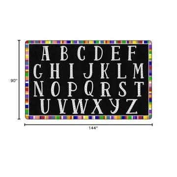 Flagship Carpets Colorful Abc's Multicolor Border Area Rug for Childrens Classroom, at Home Education or Kids Play Room, 7'6" x 12', Rectangle
