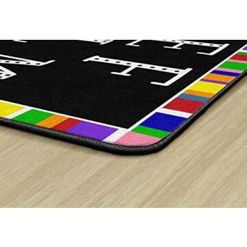 Flagship Carpets Colorful Abc's Multicolor Border Area Rug for Childrens Classroom, at Home Education or Kids Play Room, 7'6" x 12', Rectangle