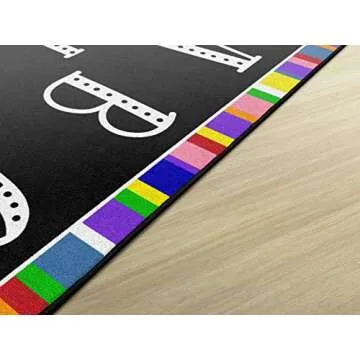 Flagship Carpets Colorful Abc's Multicolor Border Area Rug for Childrens Classroom, at Home Education or Kids Play Room, 7'6" x 12', Rectangle
