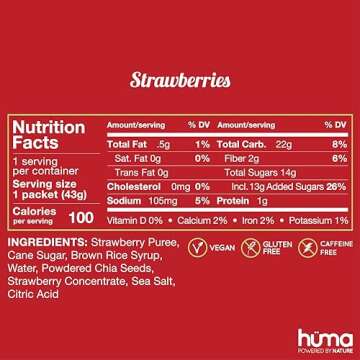 Huma Chia Energy Gel, Variety 12 Pack - Stomach Friendly, Real Food Energy Gels for Endurance Exerci...