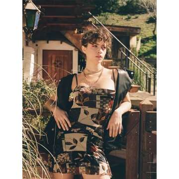 CIDER Women Boho Floral Cami Mini Dress for Summer
