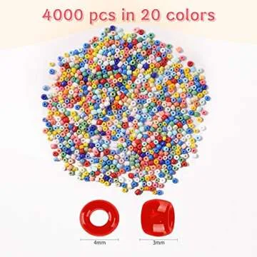 Miss Rabbit Jewelry Making Kit 4 mm Glass Seed Beads for DIY Bracelet Making Kit for Adults Crafts Alphabet Letter Beads for Friendship Bracelet Elastic String Charms Tassel