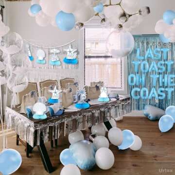 Last Toast On The Coast Party Decorations Coastal Bachelorette Honeycomb Centerpieces Blue Nautical ...