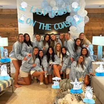 Last Toast On The Coast Party Decorations Coastal Bachelorette Honeycomb Centerpieces Blue Nautical Bachelorette Party supplies with Wine Cup Diamond Ring Shells Starfish for Bridal Shower