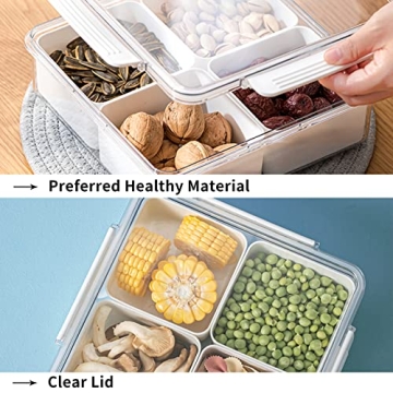 Divided Serving Tray with Lid for Fruits and Snacks