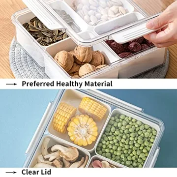 Divided Serving Tray with Lid for Fruits and Snacks