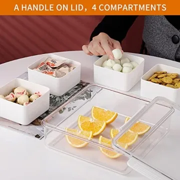 Divided Serving Tray with Lid for Fruits and Snacks