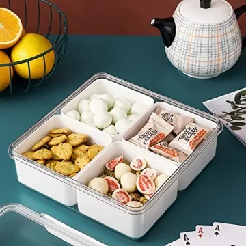 Divided Serving Tray with Lid for Fruits and Snacks