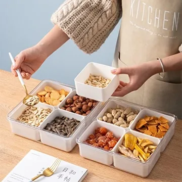 Divided Serving Tray with Lid for Fruits and Snacks