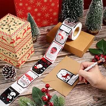 300 Pcs Self-Adhesive Christmas Gift Tags Stickers