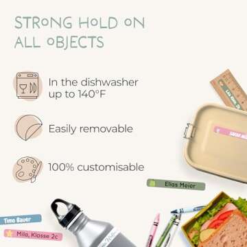 melu kids® Personalized Name Labels for Kids in School & Daycare (75) - Stick on Name Stickers (2.0...