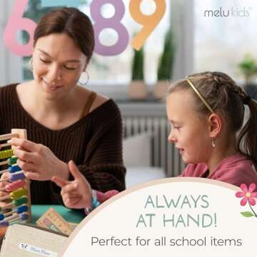 melu kids® Personalized Name Labels for Kids in School & Daycare (75) - Stick on Name Stickers (2.0” x 0.3”) for Pencils and Other School Supplies - Washable in Dishwasher - Green