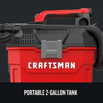 CRAFTSMAN V20 Cordless Vacuum Cleaner, Shop Vac Wet/Dry, 2 Gallon, 7ft Hose, Bare Tool Only (CMCV002B)