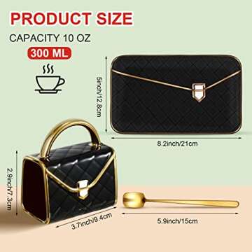 Zubebe 1 Set Coffee Mug Elegant Handbag Shaped cup Modern Ceramic Purse Mug with Spoon and Saucer, 1...