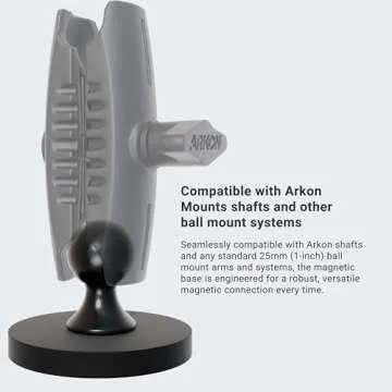 ARKON Mounts - 65mm Diameter Round Heavy-Duty Magnetic Base Mount with 25mm /1 inch Rubber Coating B...