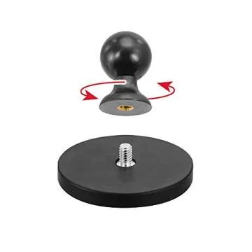 ARKON Mounts - 65mm Diameter Round Heavy-Duty Magnetic Base Mount with 25mm /1 inch Rubber Coating Ball | Ball Mount | Magnetic Mount | Compatible with All Types of Flat Metal Surfaces