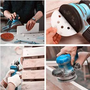 XTYML 100 Pcs Sanding Discs 5 Inch 8 Holes Hook and Loop 60/80/ 100/120/ 150/180/ 240/320/ 400/600 Grit Assorted for Random Orbital Sander