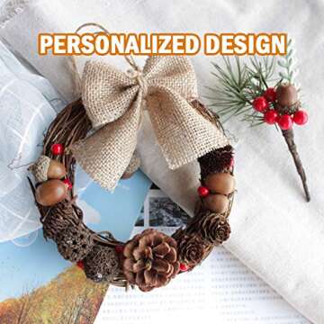 YoleShy Grapevine Wreath, 6 PCS Twigs Wreath Bulk DIY Vine Wreath Decorations for Front Door Wall Hanging, Natural Craft for DIY Theme Festival, 7.9 Inches