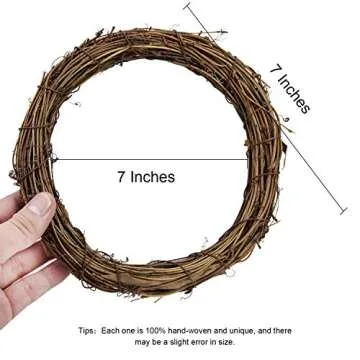 YoleShy Grapevine Wreath, 6 PCS Twigs Wreath Bulk DIY Vine Wreath Decorations for Front Door Wall Hanging, Natural Craft for DIY Theme Festival, 7.9 Inches