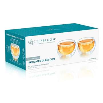 Teabloom Double Walled Cups (5 oz / 150 ml) – Set of 2 Insulated Glass Cups for Tea, Coffee, Espresso, and More – Classica Teacups Collection