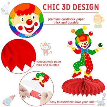 10Pcs Circus Carnival Honeycomb Centerpieces for Parties