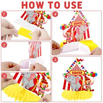 10Pcs Circus Carnival Honeycomb Centerpieces for Parties