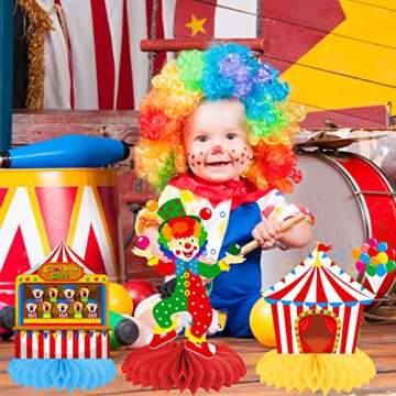 10Pcs Circus Carnival Honeycomb Centerpieces for Parties