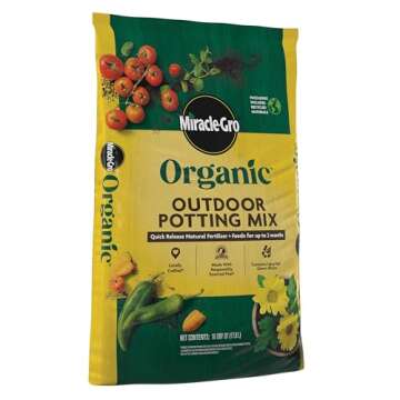Miracle-Gro Organic Outdoor Potting Mix, for Outdoor Container Plants, Contains Quick-Release Natural Fertilizer, OMRI Listed, 16 qt.