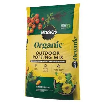 Miracle-Gro Organic Outdoor Potting Mix, for Outdoor Container Plants, Contains Quick-Release Natural Fertilizer, OMRI Listed, 16 qt.