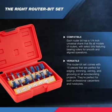 HILTEX 10100 Tungsten Carbide Router Bits 15 Piece Set