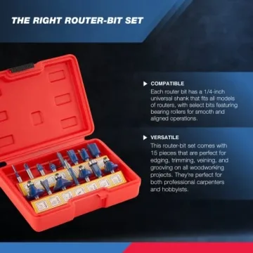 HILTEX 10100 Tungsten Carbide Router Bits 15 Piece Set