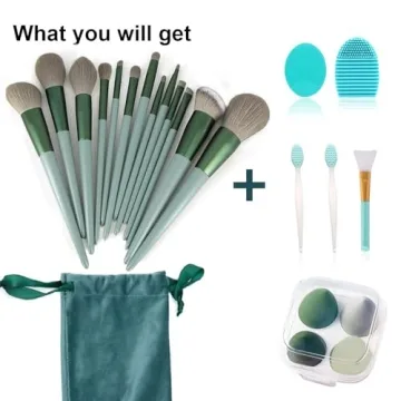 Koccido 22 Piece Green Makeup Brush Set for Flawless Application