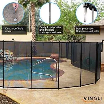 VINGLI Pool Fence - Safety Mesh Barrier for In-Ground Pools