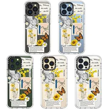 MOSNOVO Case for iPhone 13 Pro, [Buffertech 6.6ft Military-Grade Drop Protection] [Anti Peel Off Tech] Clear TPU Bumper Phone Case Cover Design - Vintage Collage Art