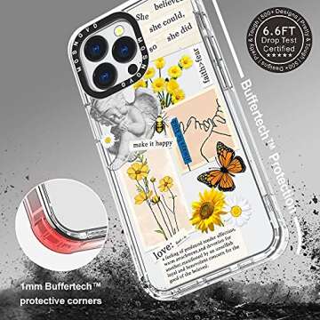 MOSNOVO Case for iPhone 13 Pro, [Buffertech 6.6ft Military-Grade Drop Protection] [Anti Peel Off Tech] Clear TPU Bumper Phone Case Cover Design - Vintage Collage Art