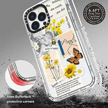 MOSNOVO Case for iPhone 13 Pro, [Buffertech 6.6ft Military-Grade Drop Protection] [Anti Peel Off Tech] Clear TPU Bumper Phone Case Cover Design - Vintage Collage Art