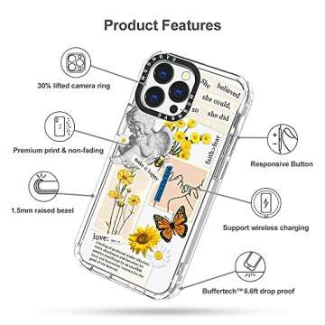 MOSNOVO Case for iPhone 13 Pro, [Buffertech 6.6ft Military-Grade Drop Protection] [Anti Peel Off Tech] Clear TPU Bumper Phone Case Cover Design - Vintage Collage Art
