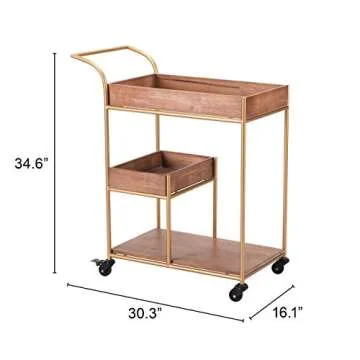 Brown & Gold Bar Cart & Tray for Elegant Home Entertaining