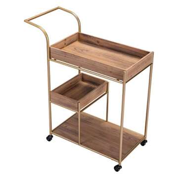 Bar Cart & Tray Brown & Gold